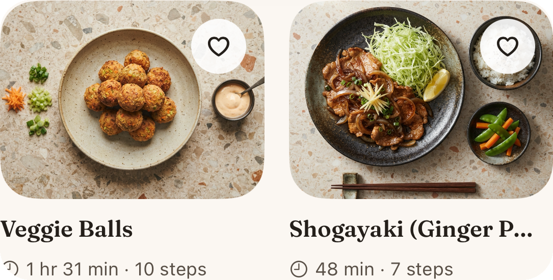 The same two Pinch recipe cards in light mode.